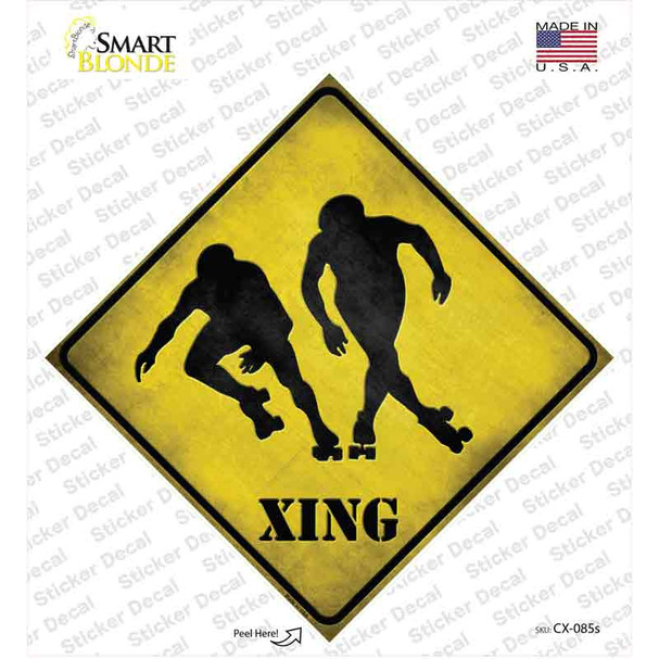 Rollerskaters Xing Novelty Diamond Sticker Decal