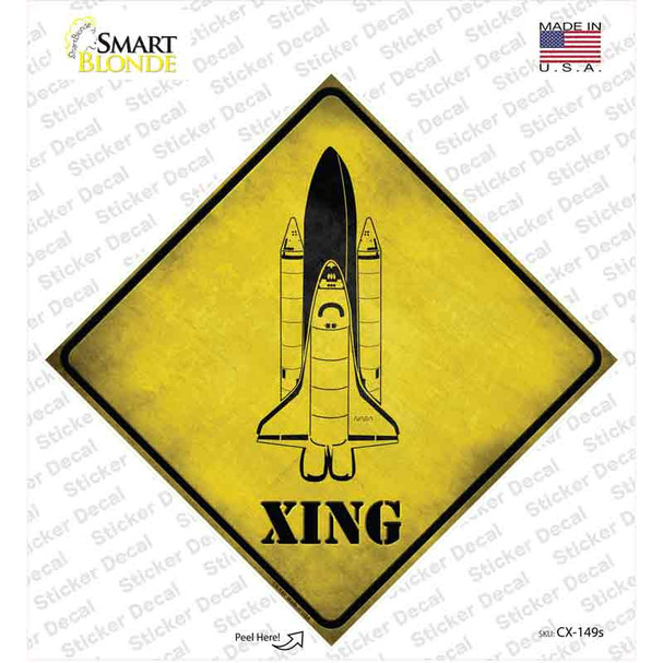 Space Shuttle Xing Novelty Diamond Sticker Decal