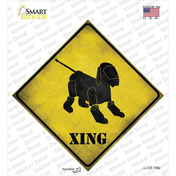 Robot Dog Xing Novelty Diamond Sticker Decal