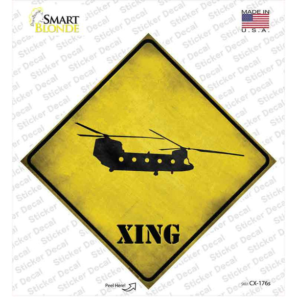 Transport Helicopter Xing Novelty Diamond Sticker Decal