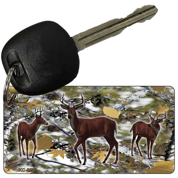 Deer On Camo Novelty Aluminum Key Chain KC-8283