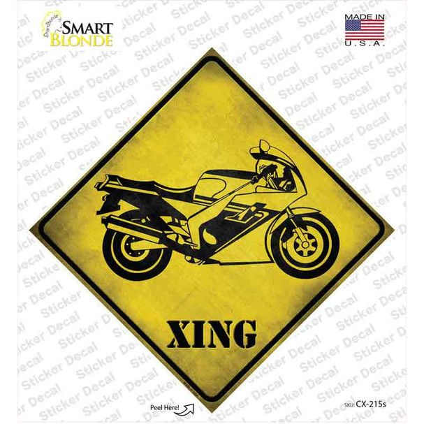 High Speed Motorcycle Xing Novelty Diamond Sticker Decal