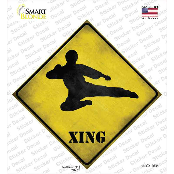 Kung Fu Martial Artist Kicking Xing Novelty Diamond Sticker Decal