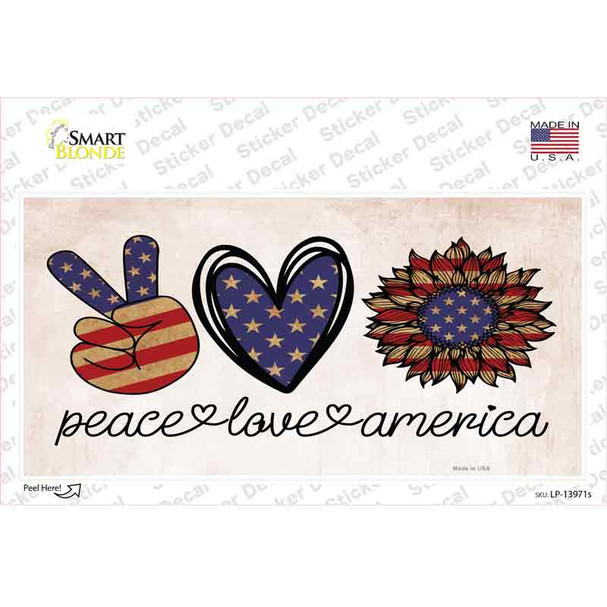 Peace Love America Novelty Sticker Decal