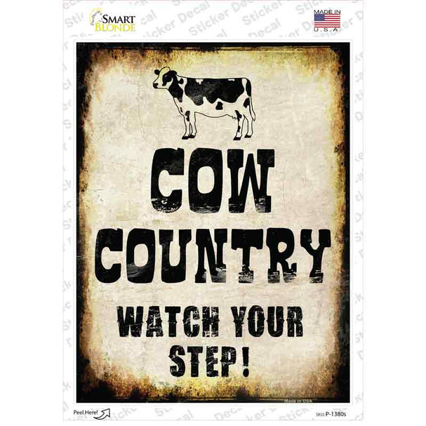 Cow Country Novelty Rectangle Sticker Decal