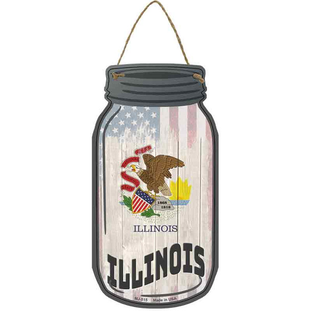 Illinois | USA Flag Novelty Metal Mason Jar Sign