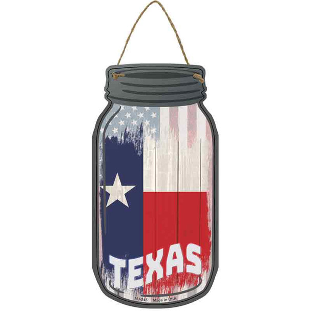 Texas | USA Flag Novelty Metal Mason Jar Sign