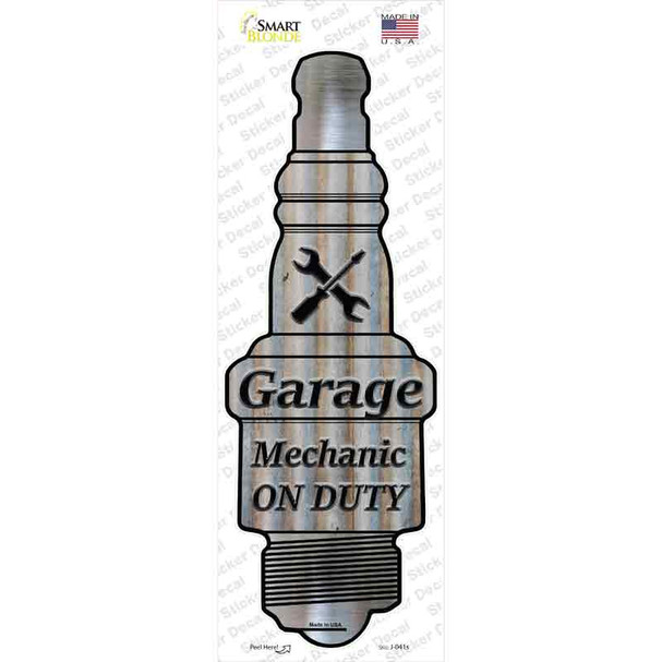 Garage Mechanic On Duty Novelty Spark Plug Sticker Decal