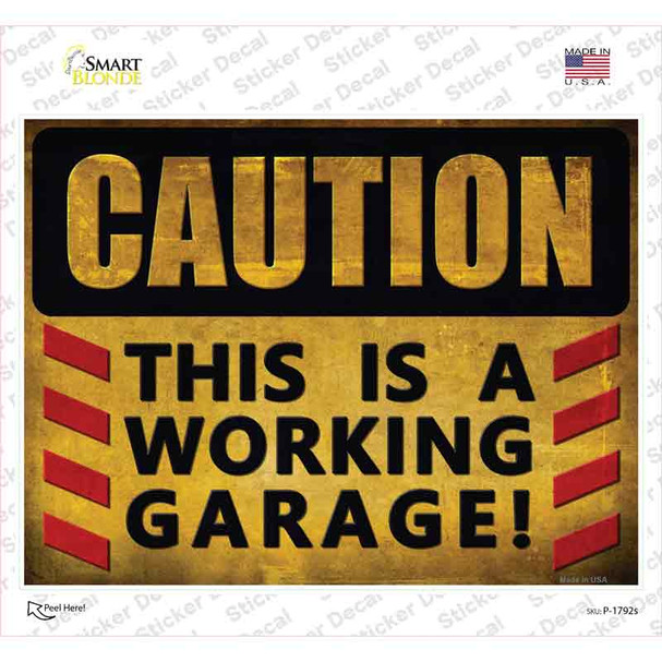Caution Working Garage Novelty Rectangle Sticker Decal