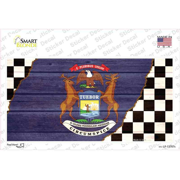 Michigan Racing Flag Novelty Sticker Decal