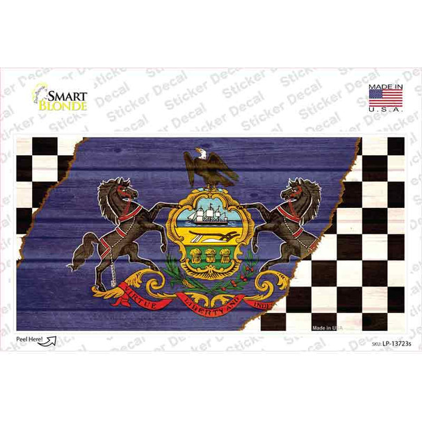 Pennsylvania Racing Flag Novelty Sticker Decal