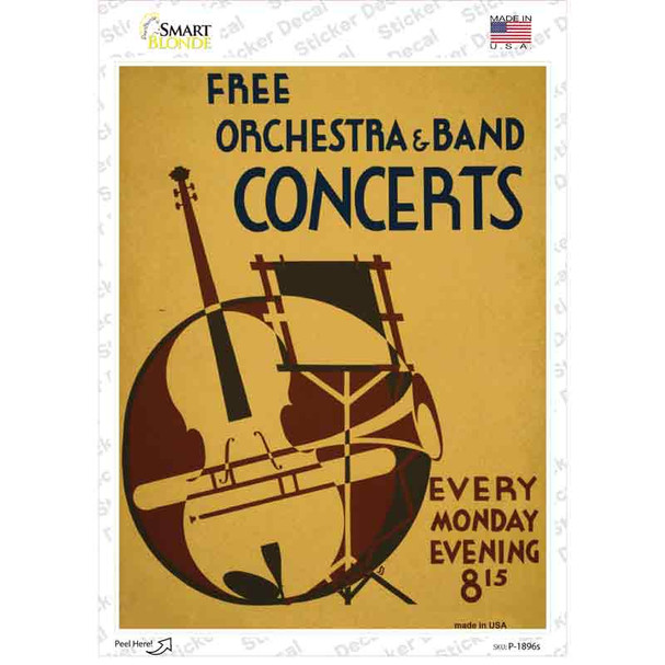 Free Concerts Vintage Poster Novelty Rectangle Sticker Decal