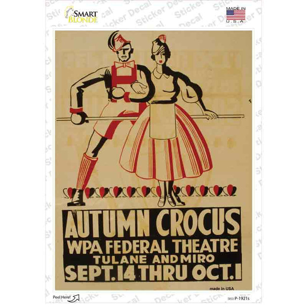 Autumn Crocus Vintage Poster Novelty Rectangle Sticker Decal