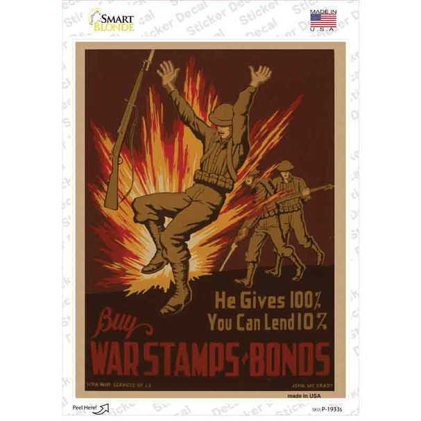 War Stamps and Bonds Vintage Poster Novelty Rectangle Sticker Decal