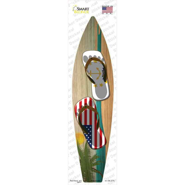 Rhode Island Flag Flip Flop Novelty Surfboard Sticker Decal