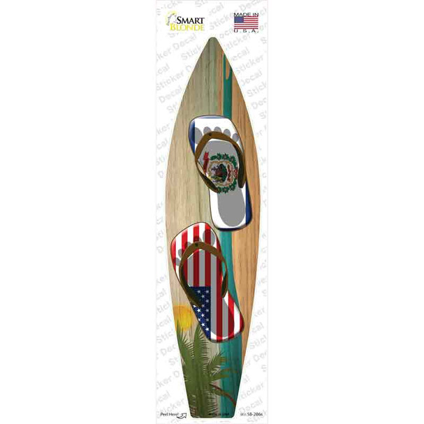 West Virginia Flag Flip Flop Novelty Surfboard Sticker Decal