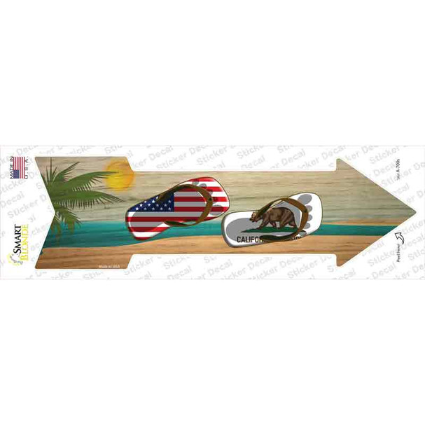 US and California Flag Flip Flop Novelty Arrow Sticker Decal