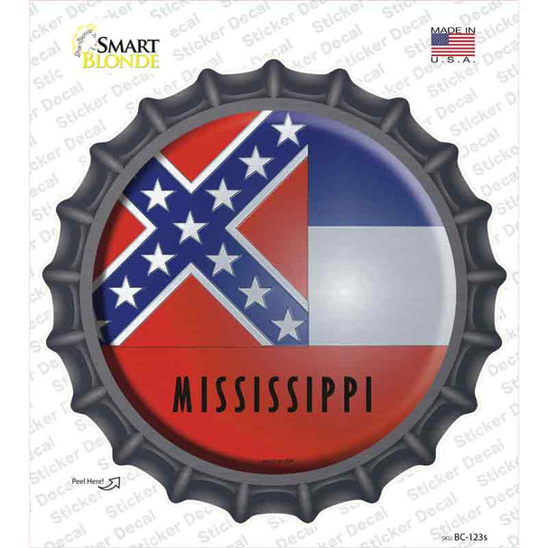 Mississippi State Flag Novelty Bottle Cap Sticker Decal