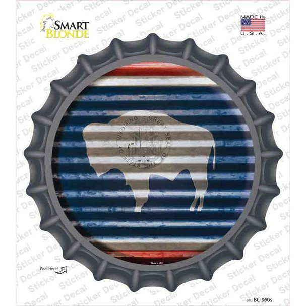 Wyoming Flag Corrugated Novelty Bottle Cap Sticker Decal