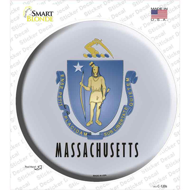 Massachusetts State Flag Novelty Circle Sticker Decal