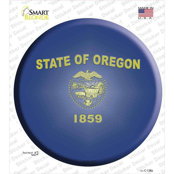 Oregon State Flag Novelty Circle Sticker Decal
