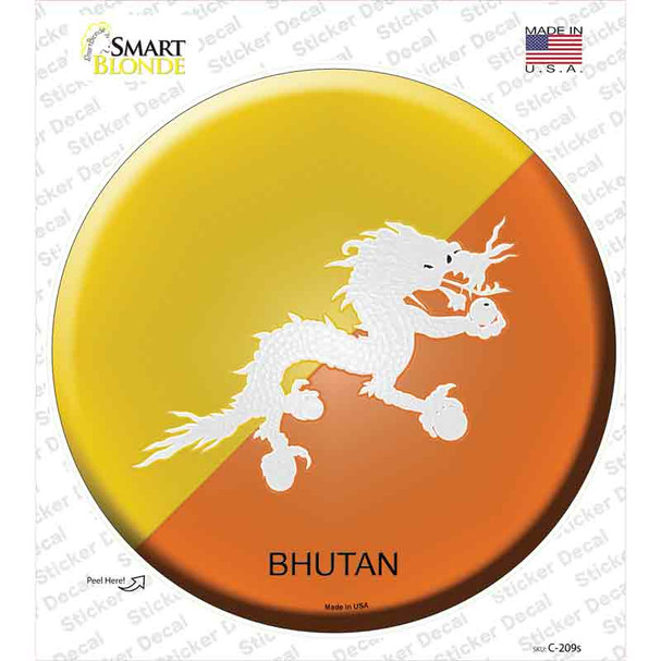 Bhutan Country Novelty Circle Sticker Decal