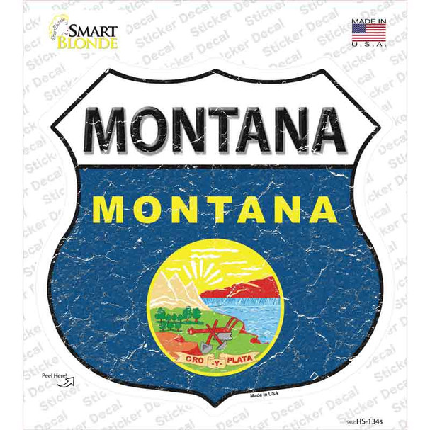 Montana Flag Novelty Highway Shield Sticker Decal