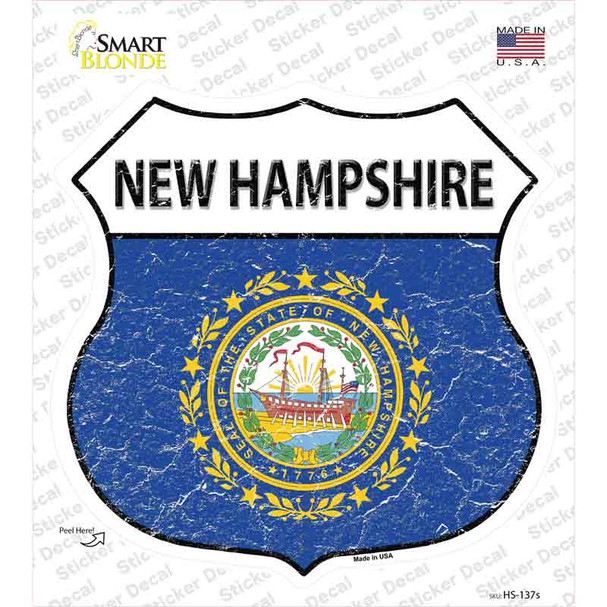 New Hampshire Flag Novelty Highway Shield Sticker Decal