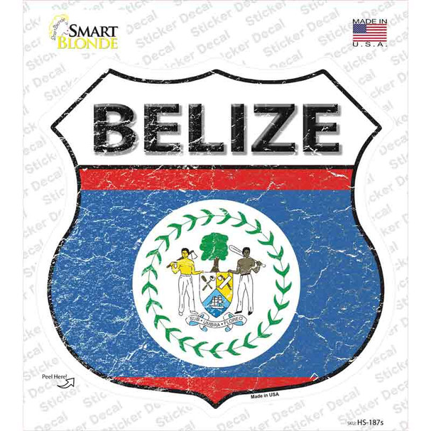 Belize Flag Novelty Highway Shield Sticker Decal