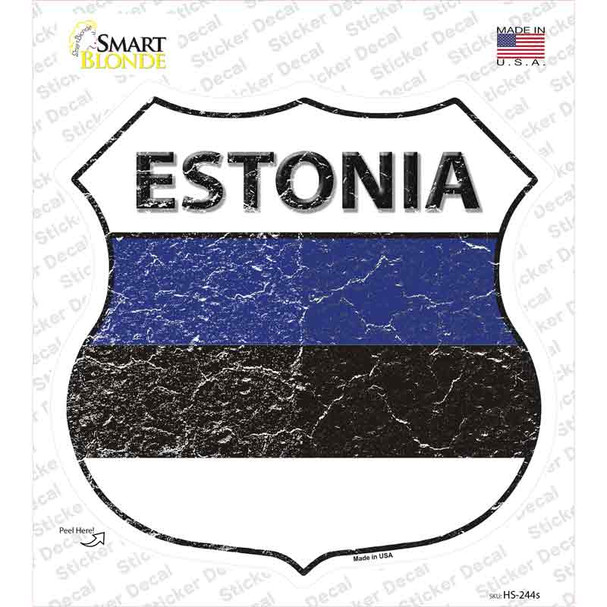 Estonia Flag Novelty Highway Shield Sticker Decal