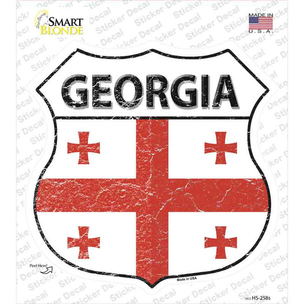 Georgia Flag Novelty Highway Shield Sticker Decal