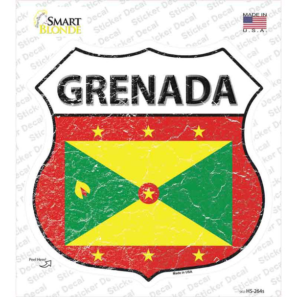 Grenada Flag Novelty Highway Shield Sticker Decal