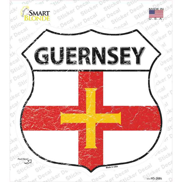 Guernsey Flag Novelty Highway Shield Sticker Decal