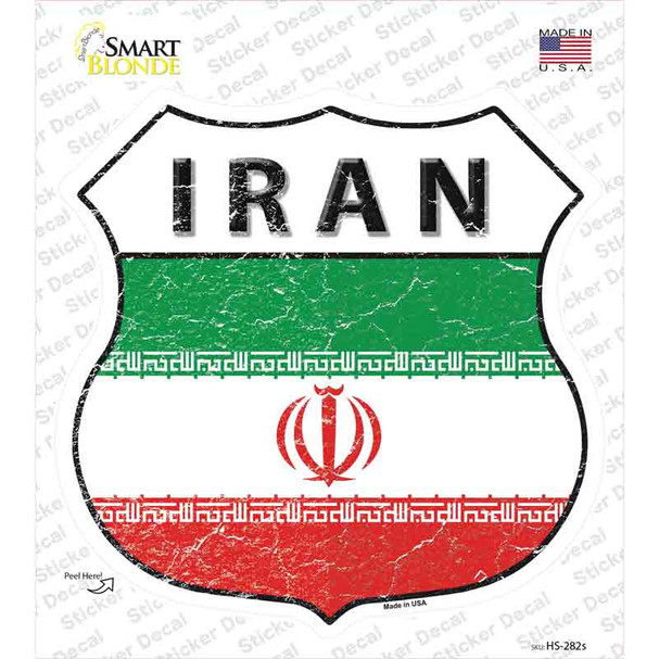 Iran Flag Novelty Highway Shield Sticker Decal