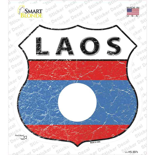 Laos Flag Novelty Highway Shield Sticker Decal