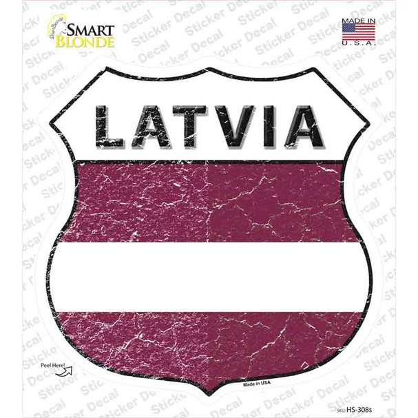Latvia Flag Novelty Highway Shield Sticker Decal