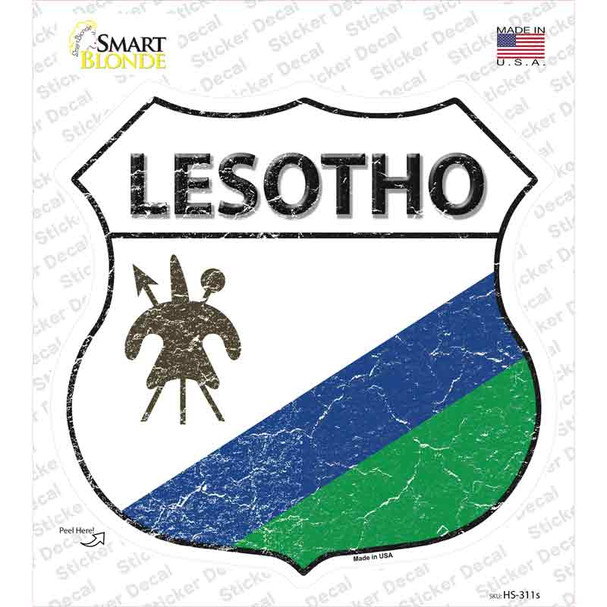 Lesotho Flag Novelty Highway Shield Sticker Decal