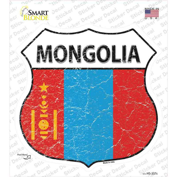 Mongolia Flag Novelty Highway Shield Sticker Decal