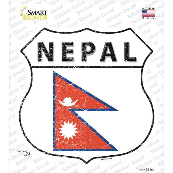 Nepal Flag Novelty Highway Shield Sticker Decal