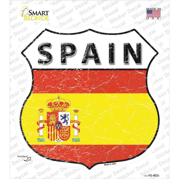 Spain Flag Novelty Highway Shield Sticker Decal