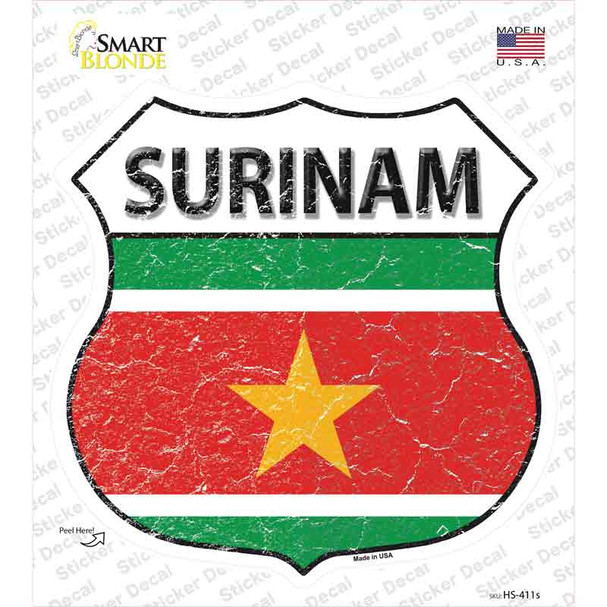 Surinam Flag Novelty Highway Shield Sticker Decal
