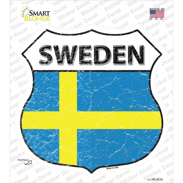 Sweden Flag Novelty Highway Shield Sticker Decal