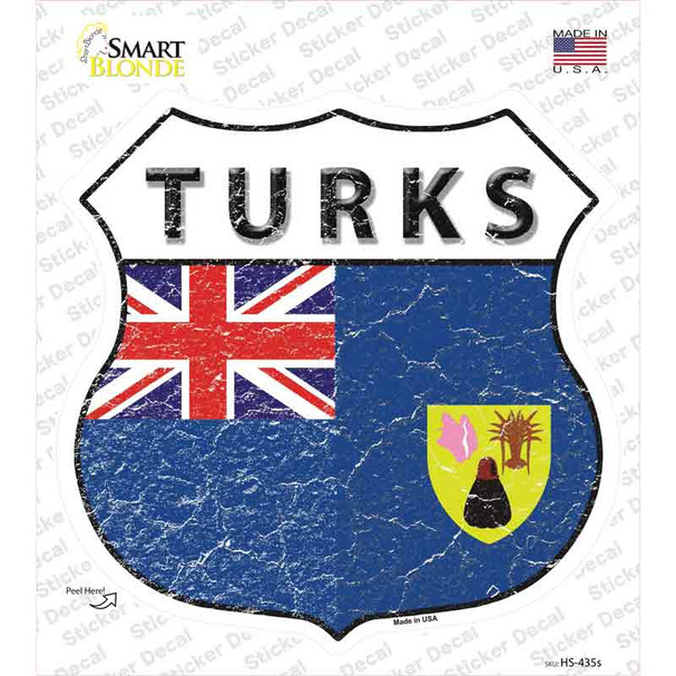 Turks Flag Novelty Highway Shield Sticker Decal