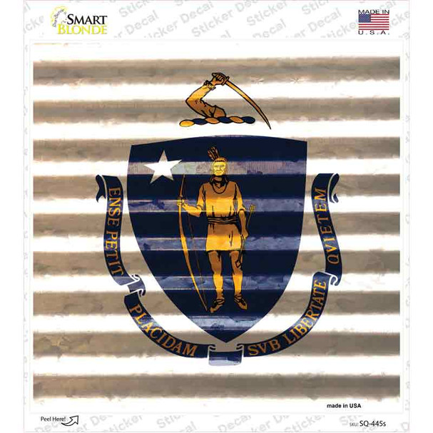Massachusetts Flag Corrugated Effect Novelty Square Sticker Decal