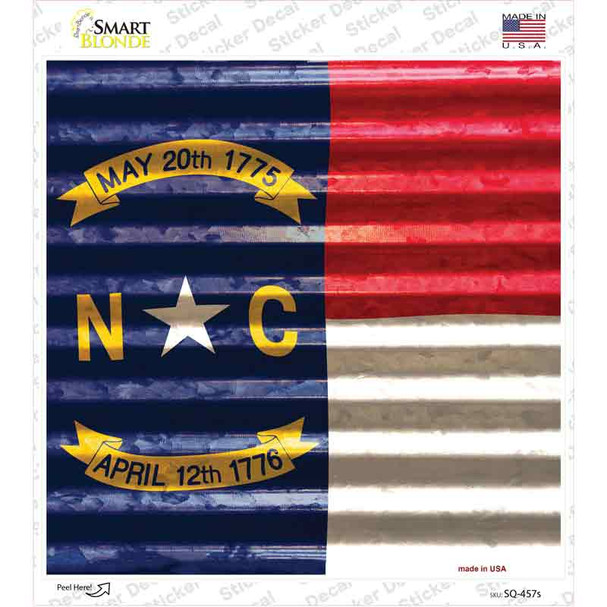 North Carolina Flag Corrugated Effect Novelty Square Sticker Decal