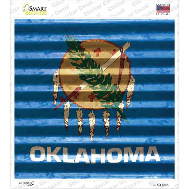 Oklahoma Flag Corrugated Effect Novelty Square Sticker Decal