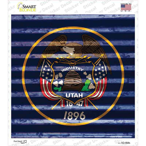 Utah Flag Corrugated Effect Novelty Square Sticker Decal