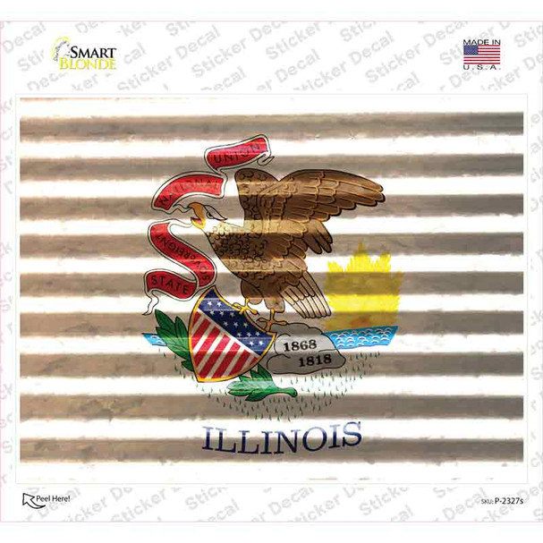Illinois Flag Novelty Rectangle Sticker Decal