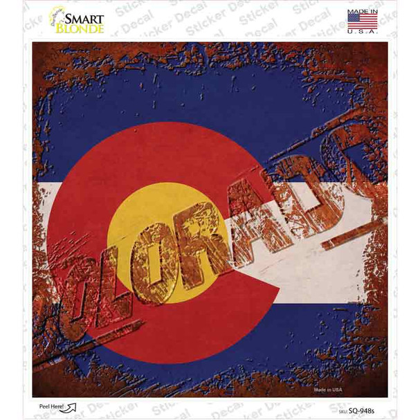 Colorado Rusty Stamped Novelty Square Sticker Decal