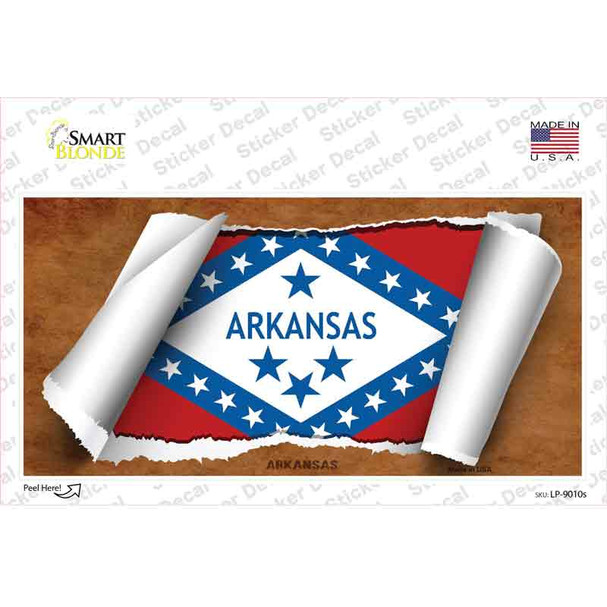 Arkansas Flag Scroll Novelty Sticker Decal